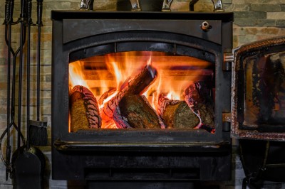 wood burning fireplace