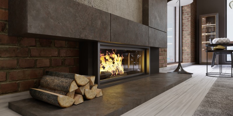 beautiful wooden fireplace