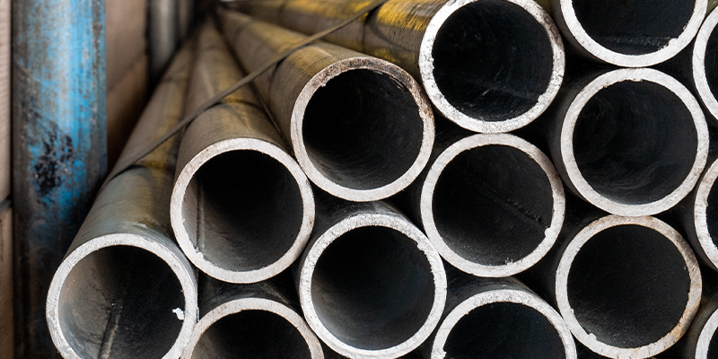 Stacks of steel poles